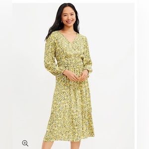 Loft Floral Smocked Midi Dress